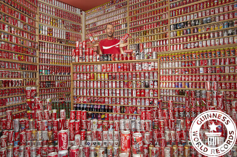 Guinness World Record largest collection of coca cola cans